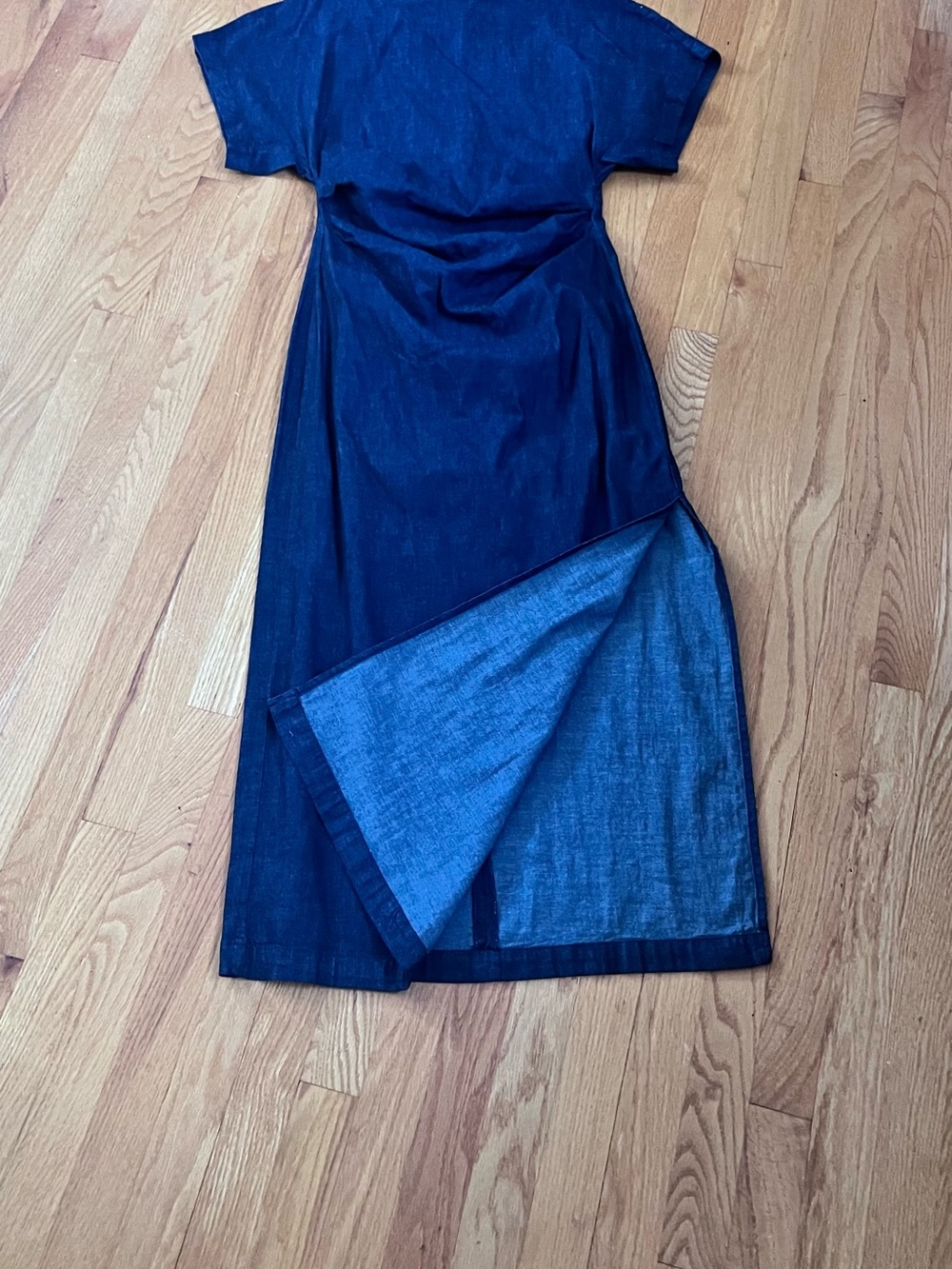 Zara Denim Gathered Waist Women's Midi Dress - Picture 2 of 4